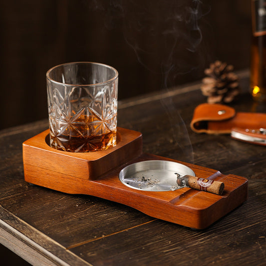 Wooden Whiskey and Cigar Tray